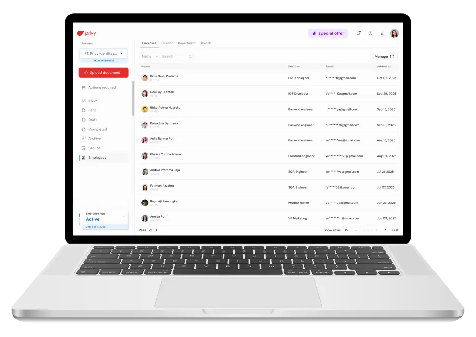 Tampilan aplikasi Privy di ponsel