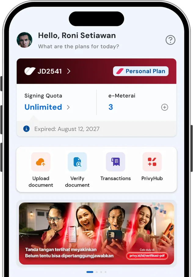 The Privy app home screen on a phone